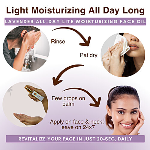 Parama Naturals All-Day Lite Moisturizing Face Oil - Turmeric-Lavender, Non-greasy, For Even Skin Tone, 30 ml