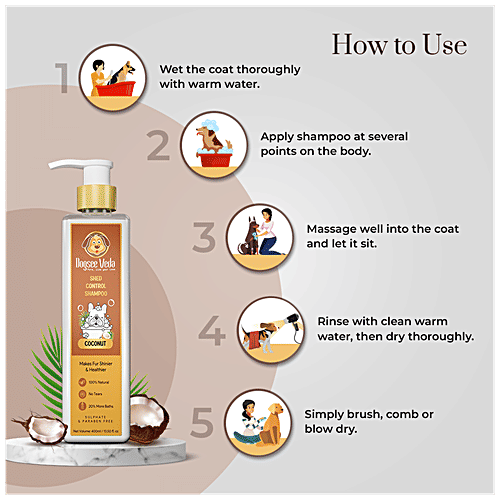 Dogsee Veda - Shed Control Shampoo, Coconut Oil, Make Fur Shinner & Healthier, No Tears, 400 ml  