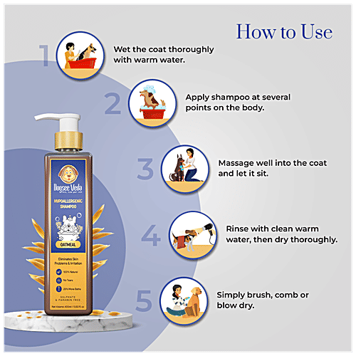 Dogsee Veda - Hypoallergenic Shampoo, Oatmeal, Eliminates Skin Problems & Irritation, No Tears, 200 ml  