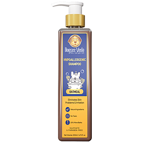 Dogsee Veda - Hypoallergenic Shampoo, Oatmeal, Eliminates Skin Problems & Irritation, No Tears, 200 ml  