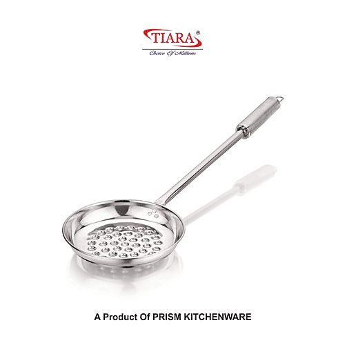 Buy TIARA Flora Stainless Steel Bundi Jhara, Deep Fry Strainer With Steel Handle Silver Online