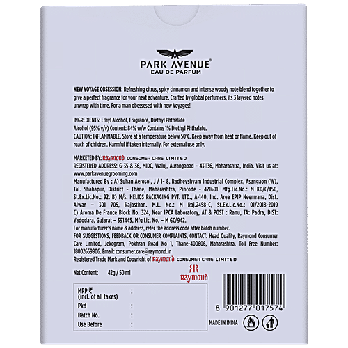 Park Avenue Eau De Perfume Voyage Obsession - Signature Collection For Men, 50 ml  