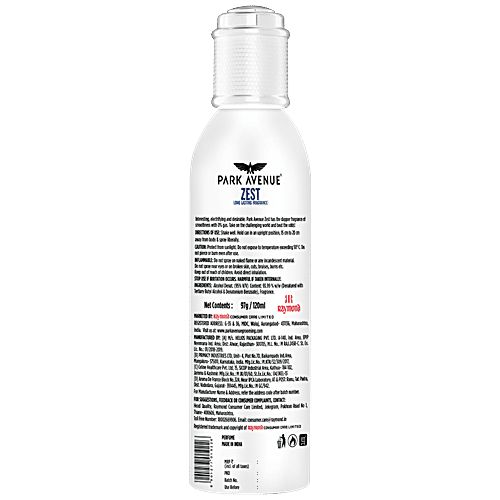 Park Avenue Zest No Gas Perfume Spray For Men - Signature Collection, Long Lasting Fragrance, 120 ml