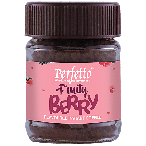 Perfetto Flavoured Instant Coffee - Fruity Berry, Intense Aroma, Flavour, Great Taste, 25 g Jar 