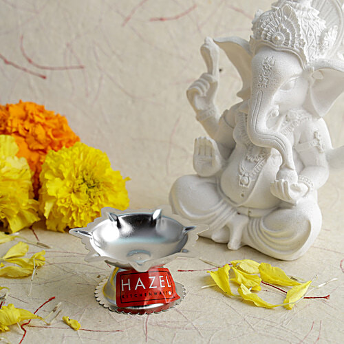 Hazel Stainless Steel Diya Deluxe - Beautiful & Durable, Religious, 1 pc  