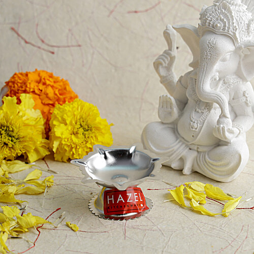 Hazel Stainless Steel Diya Deluxe - Beautiful & Durable, Religious, 1 pc  