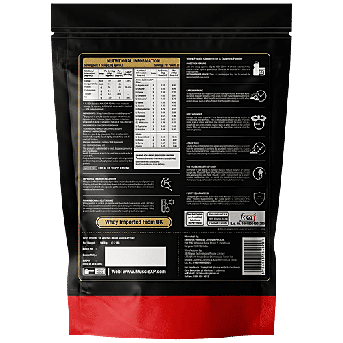 MuscleXP Raw Whey Protein Concentrate Powder With Digestive Enzymes - Unflavoured, Nutrient-Rich, 1 kg