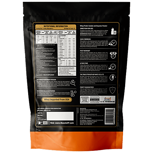 Buy MuscleXP Original Whey Isolate Protein 90 With Digestive Enzyme Unflavoured, Enhances