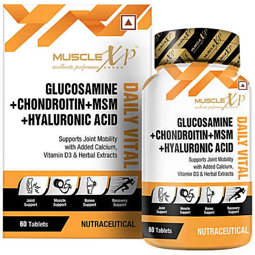 Buy MuscleXP Glucosamine + Chondroitin + MSM + Hyaluronic Acid Daily