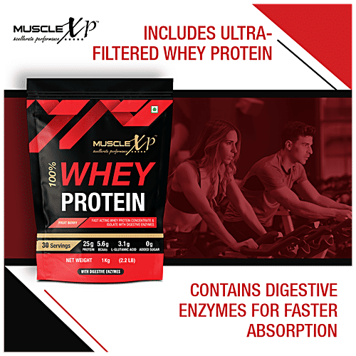 Buy MuscleXP Whey Protein Concentrate & Isolate With Digestive Enzymes Fruit Berry Flavour