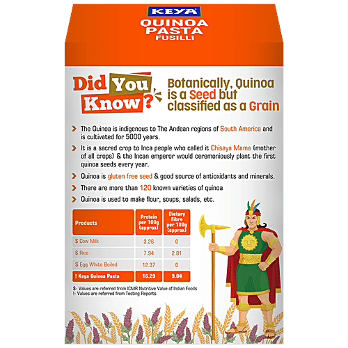 Keya Quinoa Fusilli Pasta - Healthy, Rich In Protein & Dietary Fibre, 450 g Box 