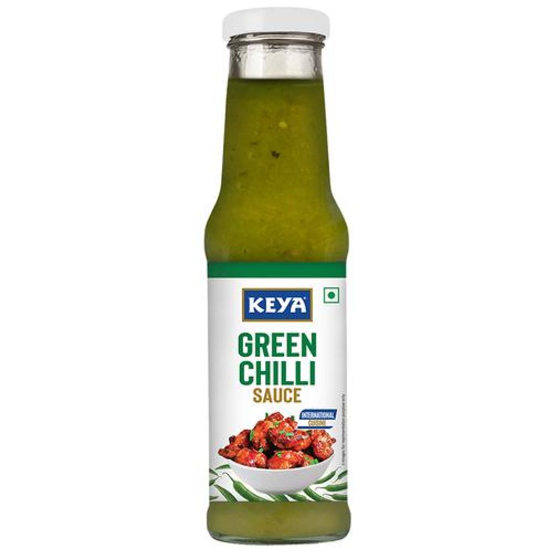Keya Green Chilli Sauce - For Preparing Soup, Sandwiches, Paneer Chilli, 190 g Glass Bottle
