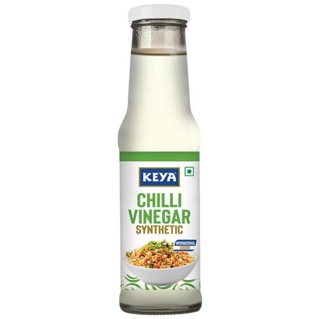 Keya Chilli Vinegar - Synthetic, For Preparing Noodles, Veggies, Salads, 170 ml Glass Bottle