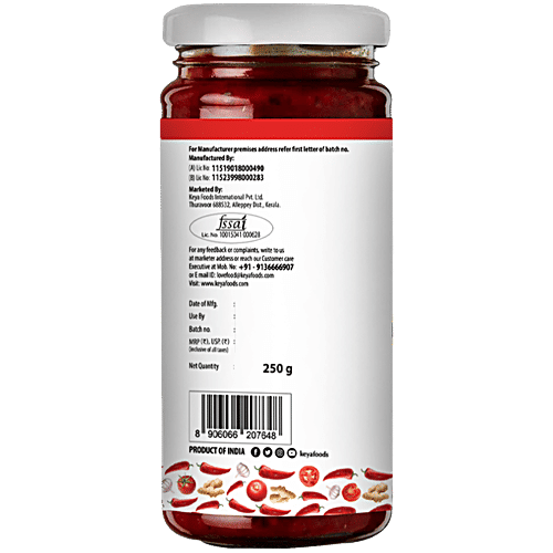 Keya Schezwan Chilli Garlic Chutney - For Preparing Pasta, Spring Roll, Chinese Platter, 250 g Glass Jar 