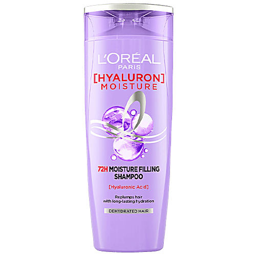 L'Oreal Paris Hyaluron Moisture 72H Moisture Filling Shampoo | With Hyaluronic Acid | For Dry & Dehydrated Hair | Adds Shine & Bounce, 340 ml  