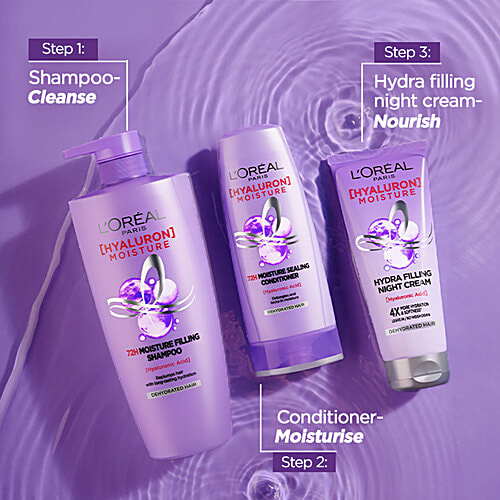 L'Oreal Paris Hyaluron Moisture 72H Hydra Filling Night Cream - Leave In Hair Cream, For Dehydrated Hair, 180 ml  