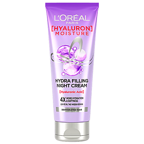 L'Oreal Paris Hyaluron Moisture 72H Hydra Filling Night Cream - Leave In Hair Cream, For Dehydrated Hair, 180 ml  