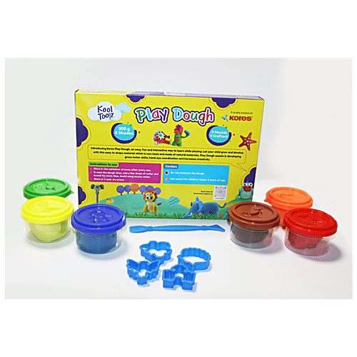 Kores Kool Toolz Play Dough - 6 Shades With 4 Moulds & 1 Crafting Tool, 300 g  
