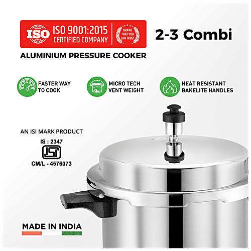 Buy Leoron by Srushti Gold Common Lid Aluminium Pressure Cooker - Cooks ...