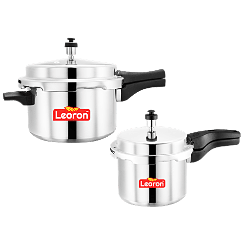Buy Leoron by Srushti Gold Aluminium Common Lid Pressure Cooker Combo ...