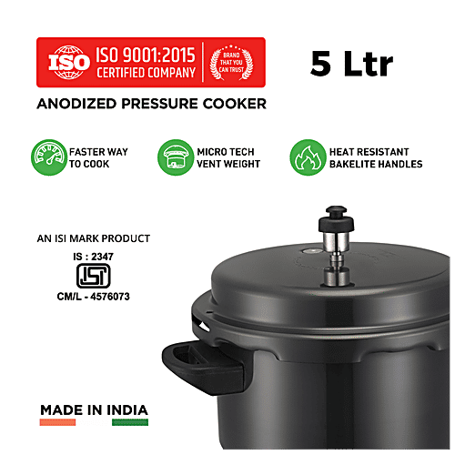 Buy Leoron by Srushti Gold Hard Anodised Outer Lid Pressure Cooker