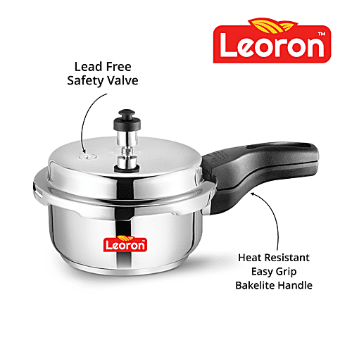 Leoron by Srushti Gold Stainless Steel Outer Lid Pressure Cooker - Induction Base, 2 L  
