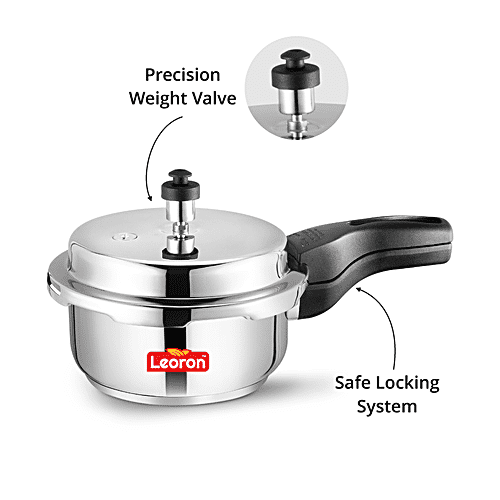 Leoron by Srushti Gold Stainless Steel Outer Lid Pressure Cooker - Induction Base, 2 L  