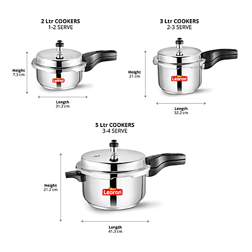 Leoron by Srushti Gold Stainless Steel Outer Lid Pressure Cooker - Induction Base, 2 L  