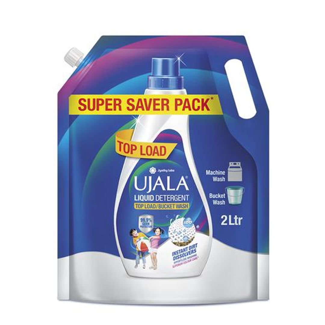 Ujala Liquid Detergent Top Load/ Bucket Wash - Instant Dirt Dissolvers, Refreshing Fragrance, Kills 99.9% Germs, 2 l 