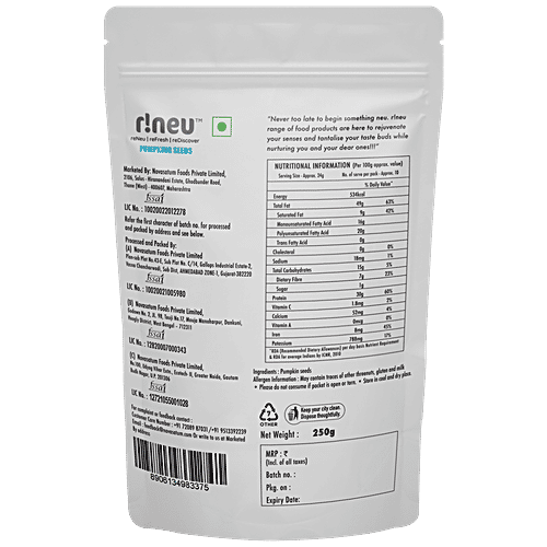 Buy r!neu Pumpkin Seeds Plain CholesterolFree Online at Best Price