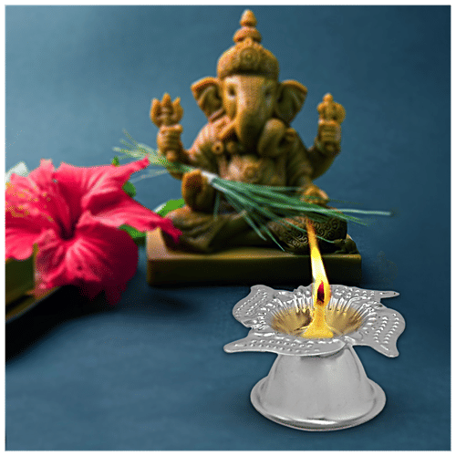 Shubhkart Nitya Steel Swastik Diya No-12 - Pooja Essential, Durable, 1 pc  