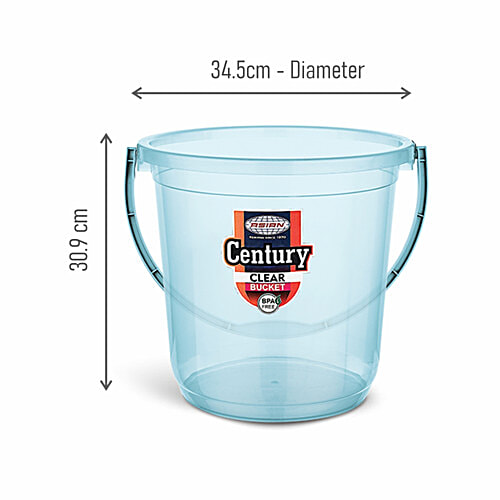 Asian Century Bucket - Plastic, Transparent, Blue, High Quality, Sturdy, 18 L