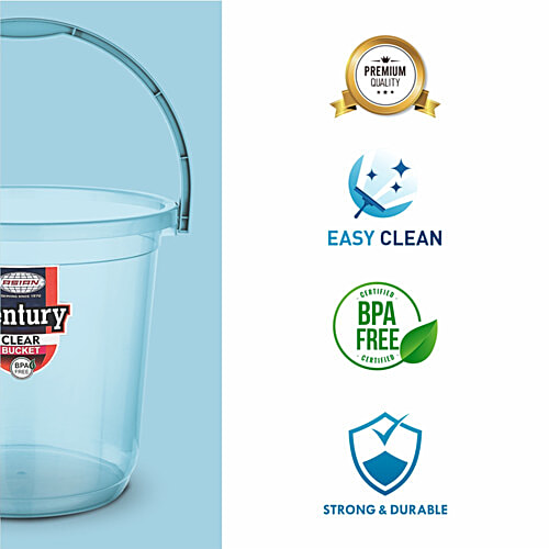 Asian Century Bucket - Plastic, Transparent, Blue, High Quality, Sturdy, 18 L
