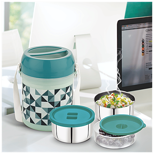 Buy Asian Diet Meal Hot Lunch Box Stainless Steel, Plastic Lid, Dual