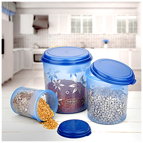 Buy Asian Stylo Storage Containers Set Plastic, Blue, High Quality, Sturdy, BPA Free Online at