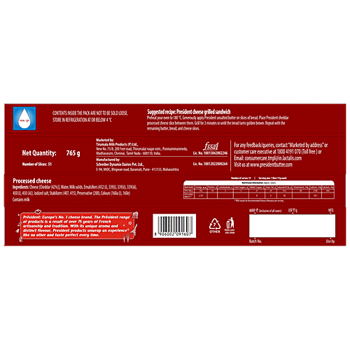 Buy PRESIDENT Cheddar Cheese Slice Processed, Source Of Calcium