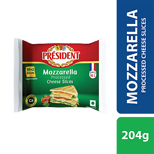 Buy PRESIDENT Mozzarella Cheese Slice Processed, Premium Online at