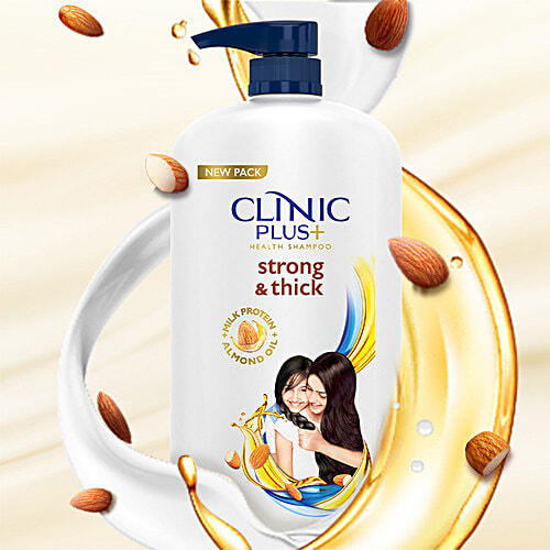 Clinic Plus Strong & Thick Health Shampoo With Milk Protein & Almond Oil, 1 L  For Hair Strengthening & Volume
