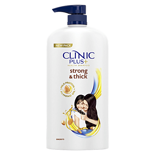Clinic Plus Strong & Thick Health Shampoo With Milk Protein & Almond Oil, 1 L  For Hair Strengthening & Volume