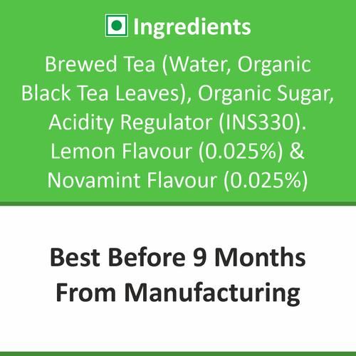 Goodricke Organic Darjeeling Iced Black Tea - Lemon and Novamint, With Real Tea Leaves, For Healthy Refreshment, 350 ml Glass Bottle 