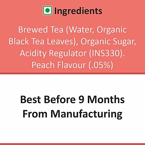Goodricke Organic Darjeeling Iced Black Tea - Classic Peach, With Real Tea Leaves, For Healthy Refreshmen, 330 ml Glass Bottle 