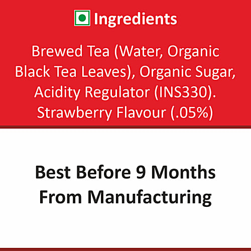 Goodricke Organic Darjeeling Iced Black Tea - Strawberry, With Real Tea Leaves, For Healthy Refreshment, 350 ml Glass Bottle