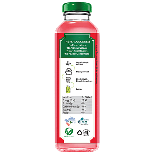 Goodricke Organic Darjeeling Iced Black Tea - Strawberry, With Real Tea Leaves, For Healthy Refreshment, 350 ml Glass Bottle