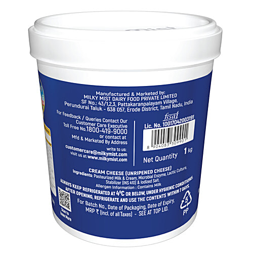 Milky Mist Cream Cheese, 1 kg Natural & Fresh, Smooth & Creamy, No Added Preservatives
