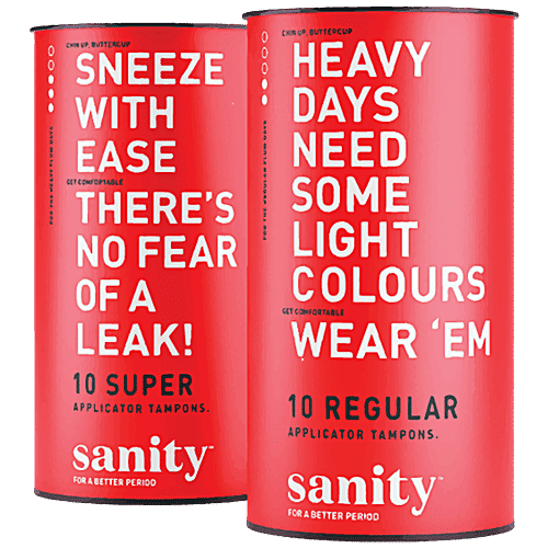 Buy Sanity Regular & Super Applicator Tampons Safe, Comfortable, Leak