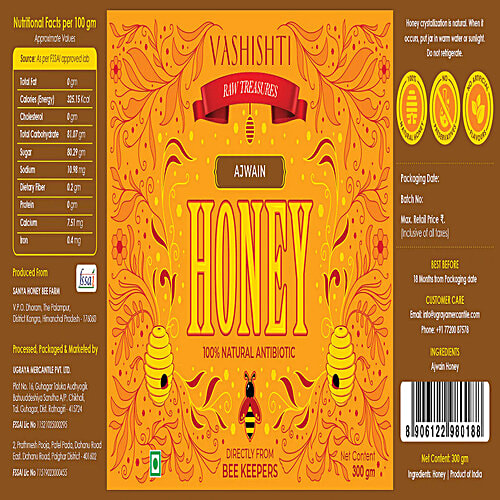 Buy VASHISHTI Ajwain Honey 100 Natural Antibiotic, Good For