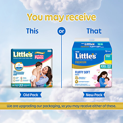 Little's Premium Baby Fluffy Soft Diaper Pants - XXL,15-25 kg, 22 pcs  Anti-Rash Formula, Leakage Guard, No Nasties – Paraben & Phthalate, Alcohol Free