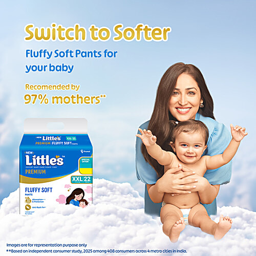 Little's Premium Baby Fluffy Soft Diaper Pants - XXL,15-25 kg, 22 pcs  Anti-Rash Formula, Leakage Guard, No Nasties – Paraben & Phthalate, Alcohol Free