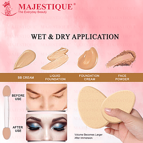 Majestique Flat Oval Shaped Face Makeup Sponge - Soft, For Primer, Compact, Powder, 1 pc  