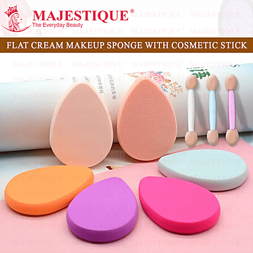 Majestique Flat Oval Shaped Face Makeup Sponge - Soft, For Primer, Compact, Powder, 1 pc  
